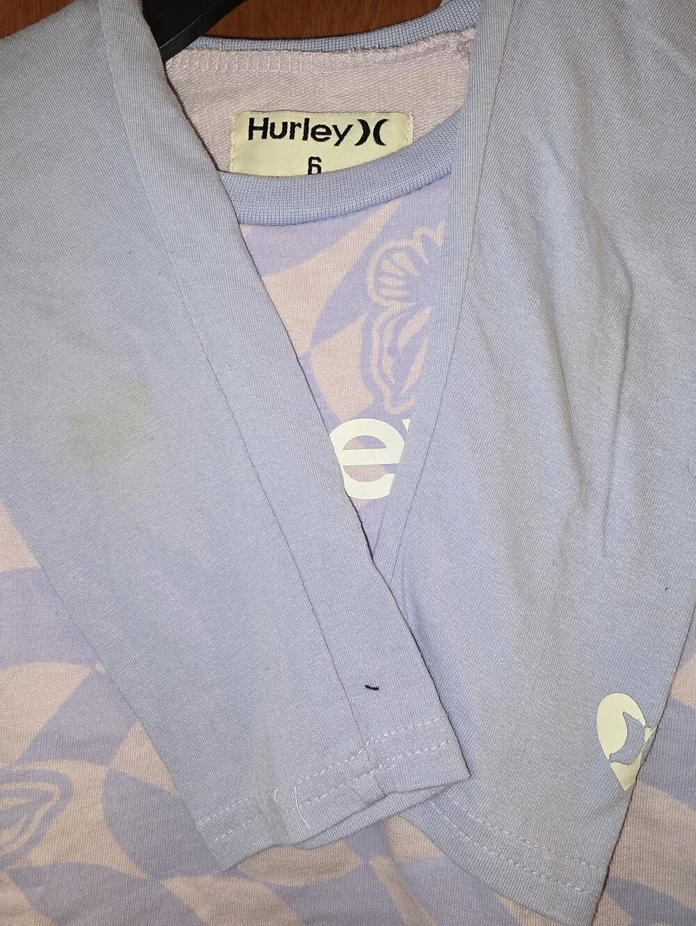 Hurley Light Blue & White Graphic Long-Sleeve Tee